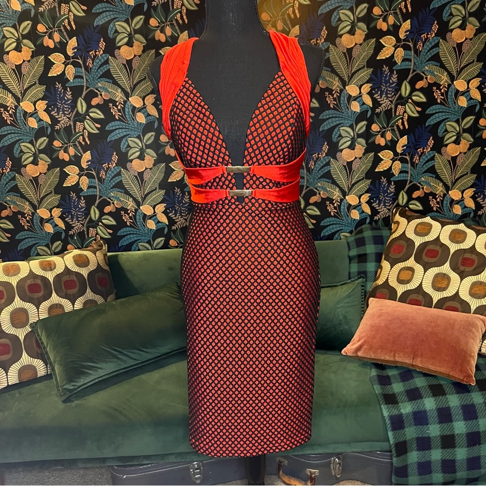 WOW Couture Red and Black Body Con Bandage Dress